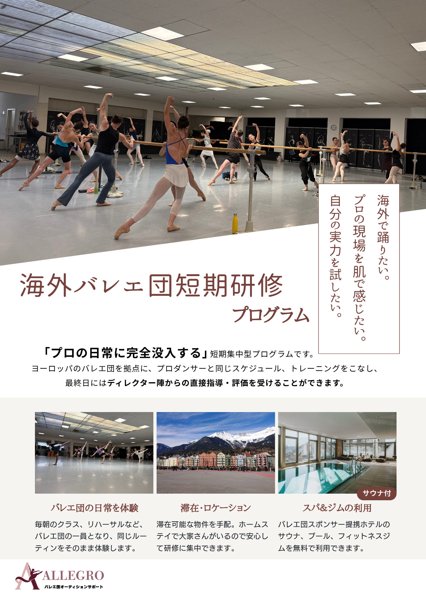 海外提携バレエ団 短期研修プログラム チラシビジュアル